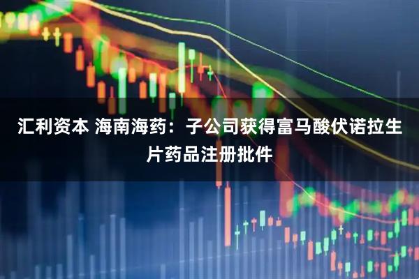 汇利资本 海南海药：子公司获得富马酸伏诺拉生片药品注册批件