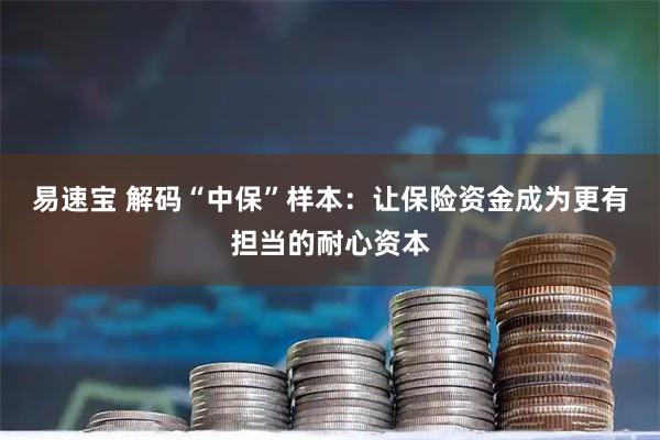 易速宝 解码“中保”样本：让保险资金成为更有担当的耐心资本